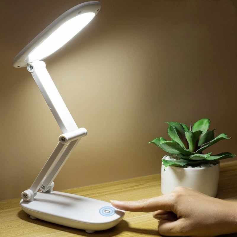 lampe moderne rechargeable led blanc mat pliable interrupteur tactile usb veilleuse protection yeux chambre