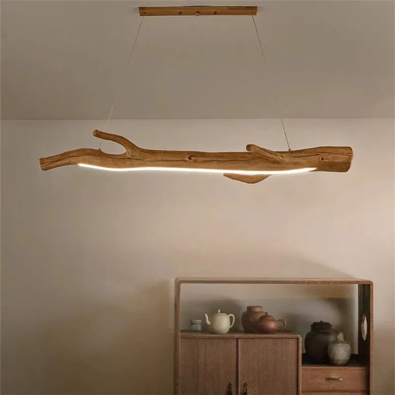 lampe suspendue moderne rustique bois naturel blanc opacité chambre salon
