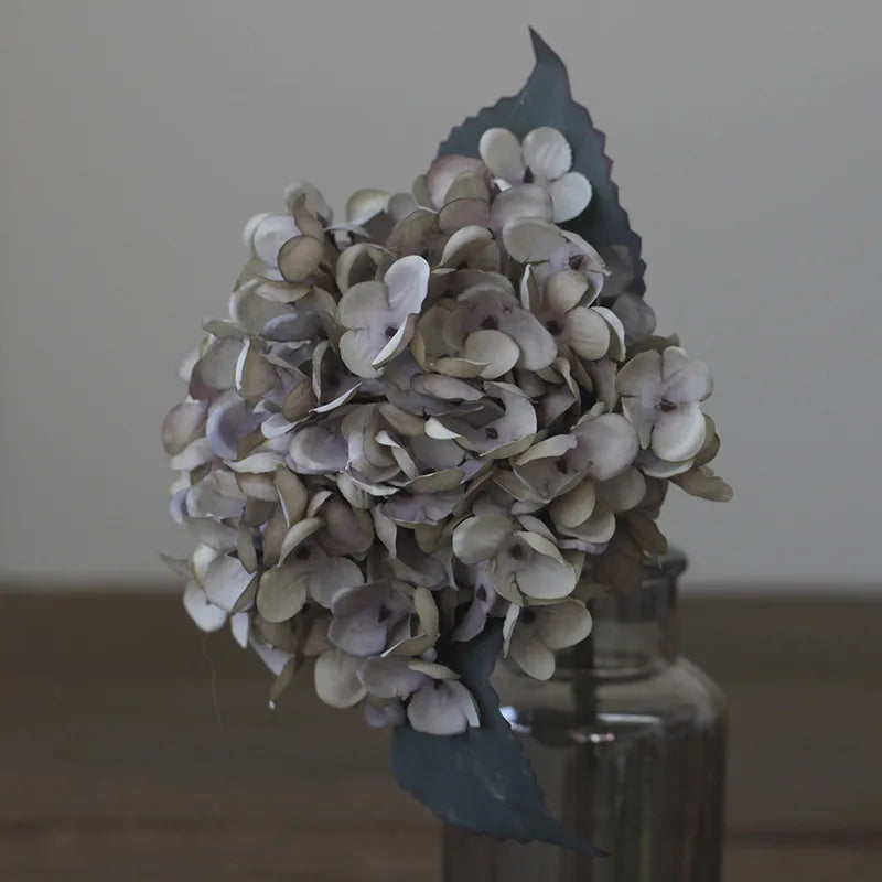 Décoration intérieure bouquet hortensia artificiels soie rose blanc vert classique mariage anniversaire chambre