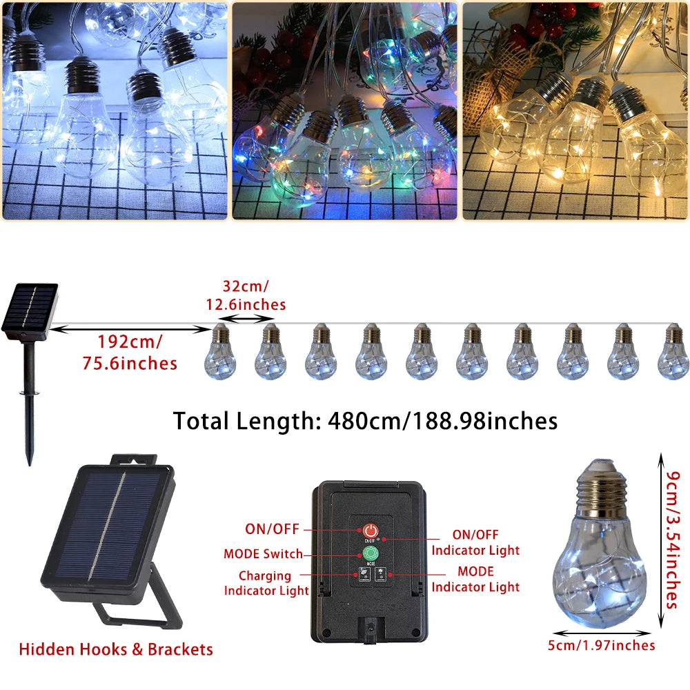 guirlande solaire transparente led multicolore decoration exterieure jardin fête mariage