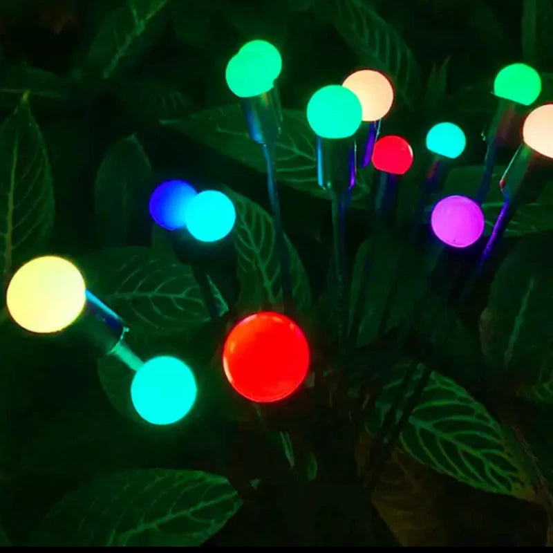 lampe solaire jardin multicolore moderne sphères colorées tiges noires autoinstallationextérieur