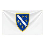 drapeau bosnie herzegovine polyester blanc bleu vert or gris armoiries fleurs lys croissants classique