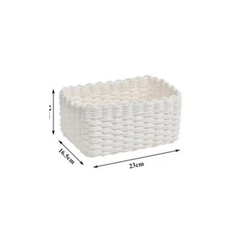 paniers rangement tissés rustiques blanc beige réutilisables stockage organisation