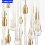 suspension lumineuse moderne or paillettes transparente élégante 18 lumières spiral led
