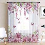 rideau floral transparent moderne papillons 100 polyester chambre salonhôtel