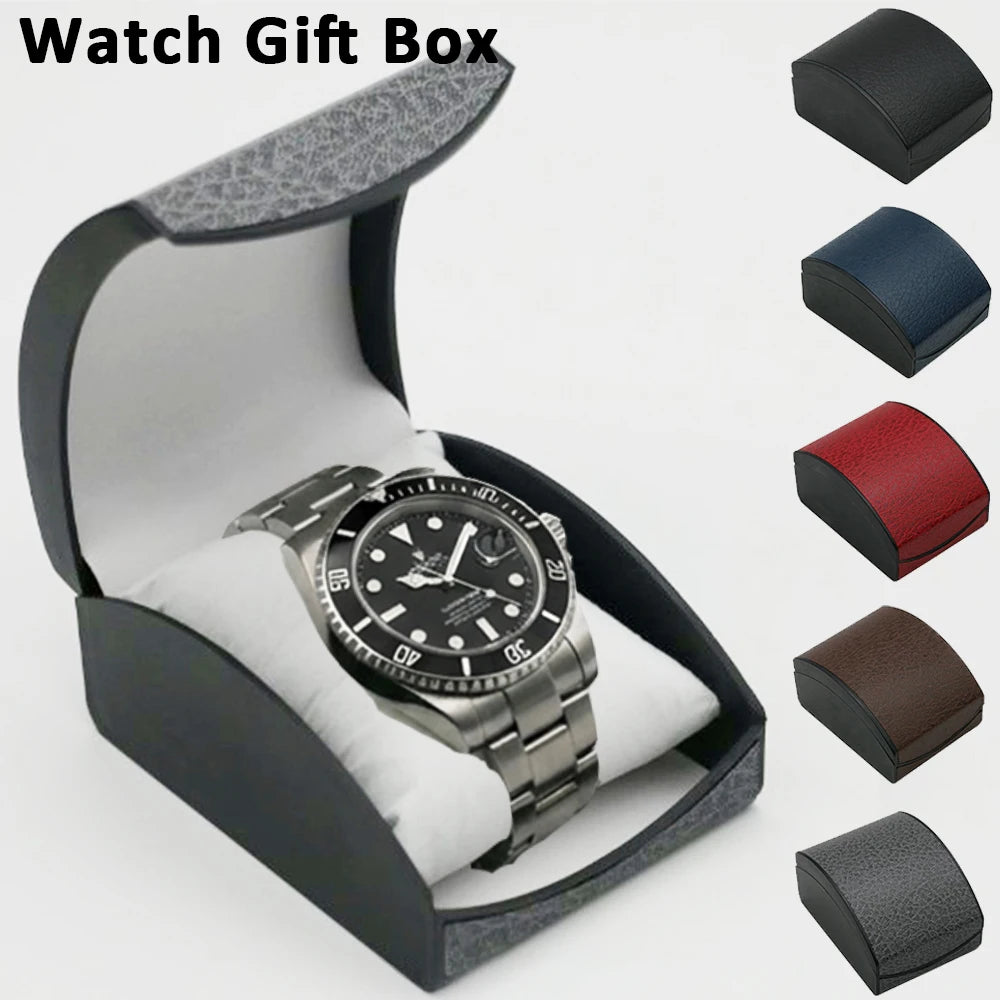 boîte montres simili cuir noir blanche rouge moderne coussin blanc organiser bijoux 10.5cm 8cm