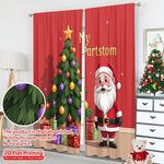 rideau noël classique père noël arbre décor rouge vert or flocons opaques polyester