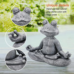 statue grenouille yoga gris pierre naturelle zen decoratif exterieur intérieur chambre bleu vert rose