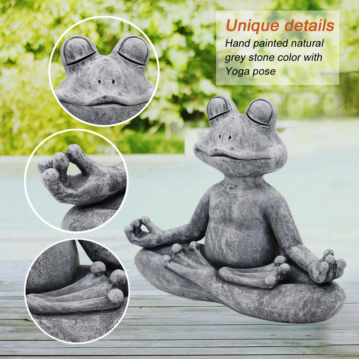 statue grenouille yoga gris pierre naturelle zen decoratif exterieur intérieur chambre bleu vert rose