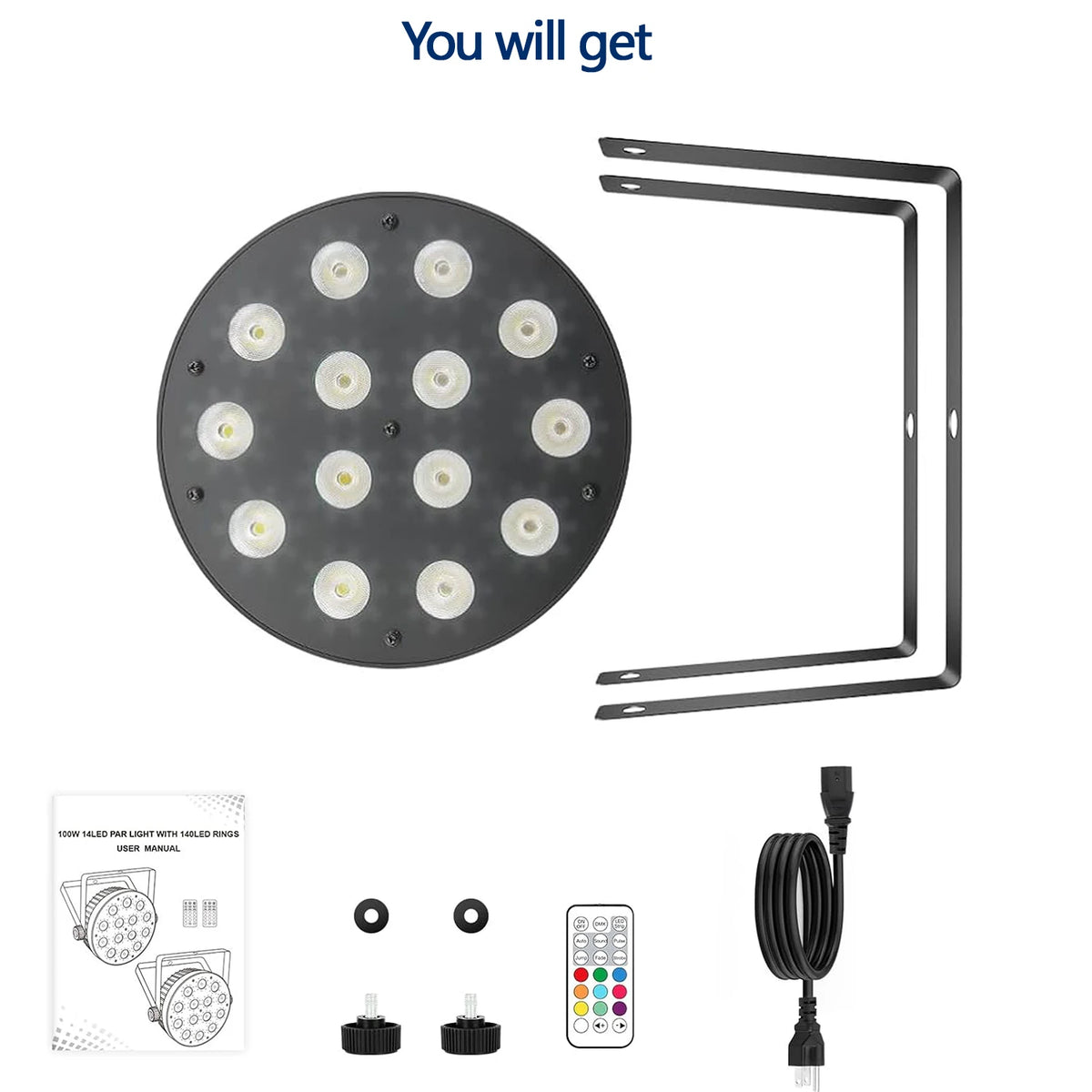 projecteur led 100w rgbw noir télécommande support rotatif scène dj moderne professionnel