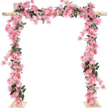 guirlande florale artificielle rose vif vert fleurs hortensia feuilles modernes décoration mariage extérieur anniversaire