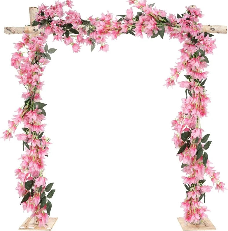 guirlande florale artificielle rose vif vert fleurs hortensia feuilles modernes décoration mariage extérieur anniversaire