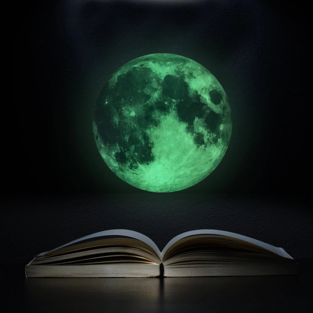 décoration murale lune lumineuse 3d 30cm 20cm 12cm 8cm cratères réaliste pvc vert chambre