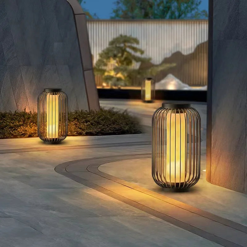 lanterne extérieure marron foncé minimaliste ip55 led alliage abs moderne éclairage paysagerextérieur figure solide