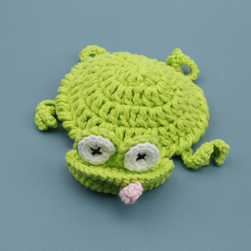 coasters crochetés lézard créatifs artisanaux beige bleu vert adhésifs mignons 3d diys
