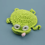 coasters crochetés lézard créatifs artisanaux beige bleu vert adhésifs mignons 3d diys