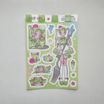 autocollants kawaii personnages dessins animés fruits coeurs notes musicales couleur rose blanc vert bleu