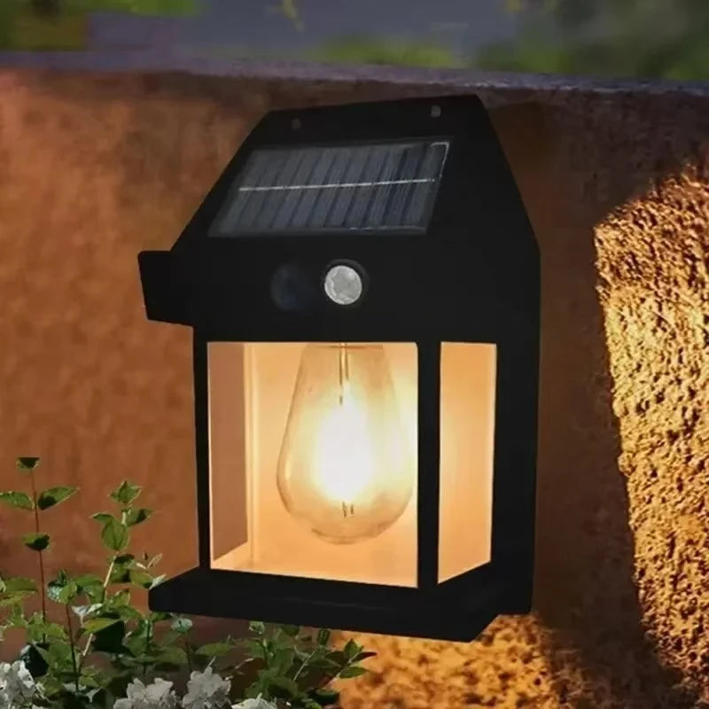 lampe solaire murale noire led transparente moderne capteur mouvement panneau solaire