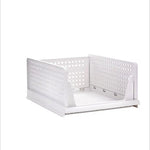 paniers rangement blancs perforés empilables respectueux environnement moderne fournis clips armoire vêtements pliés