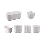 pot fleurs blanc moderne plateau succulentes bonsaï plastique