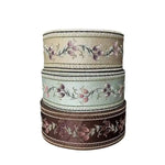 ruban brodé fleur bleu marine beige marron opacité élégant accessoire vestimentaire rideau polyester coton
