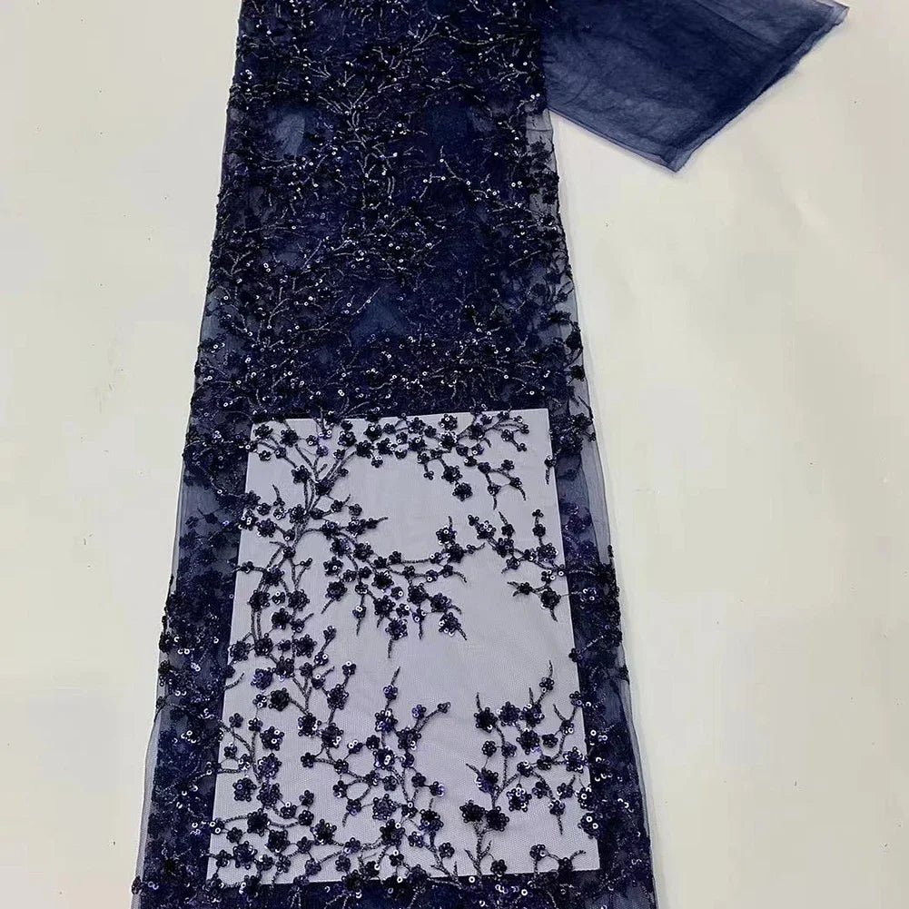 tissu dentelle sequins motifs floraux polyester translucide élégant noir blanc rose vert bleu marine