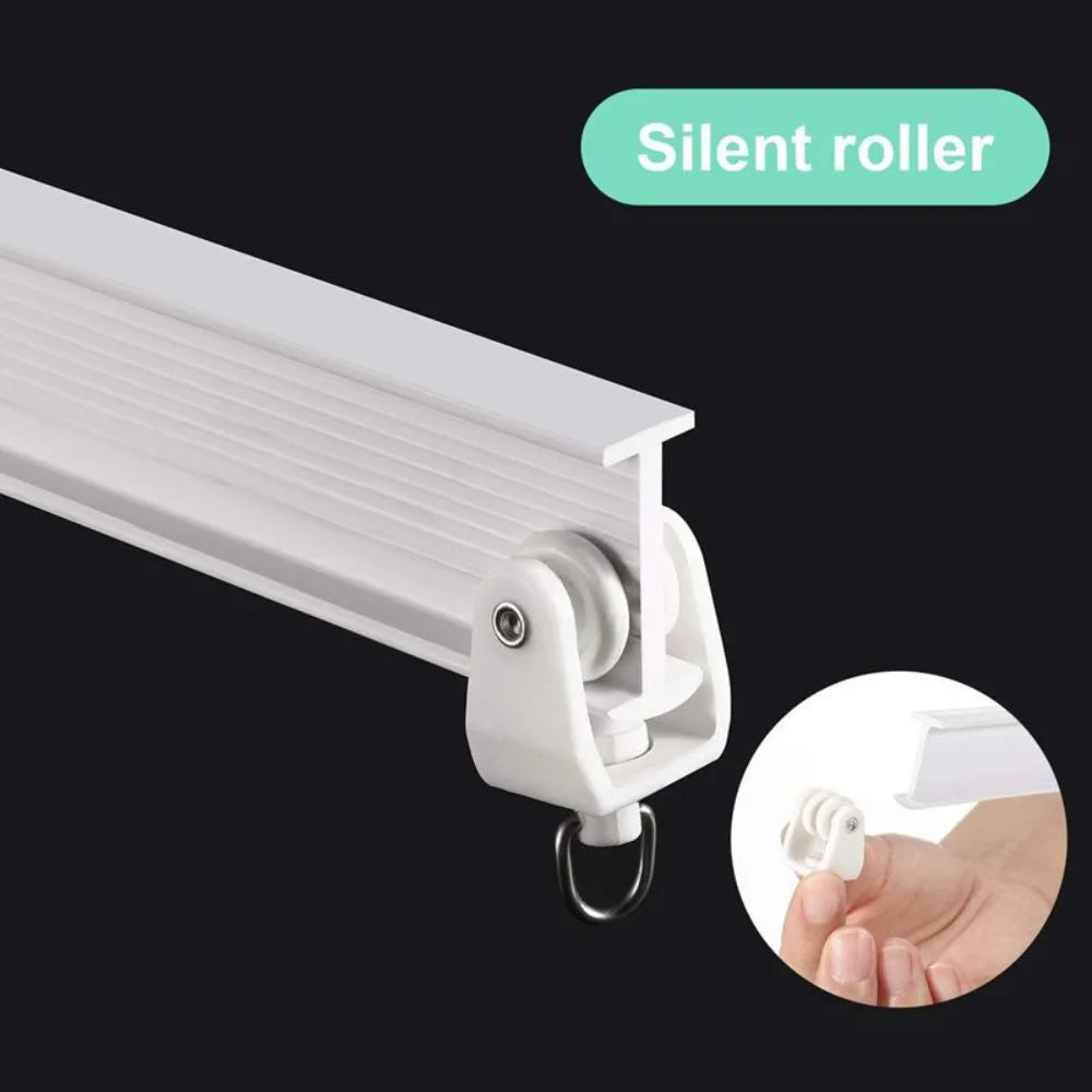 rideau rail flexible blanc moderne semi transparents roulettes supports connecteurs anneaux montages adaptable
