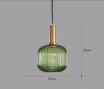 suspension lumineuse moderne vert rayures opacité câble noir chambre salon étude principal