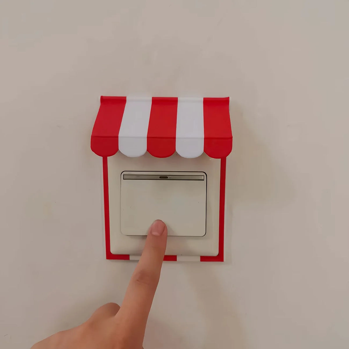 cache interrupteur bicolore rouge blanc rayures horizontales moderne adhésif interrupteur