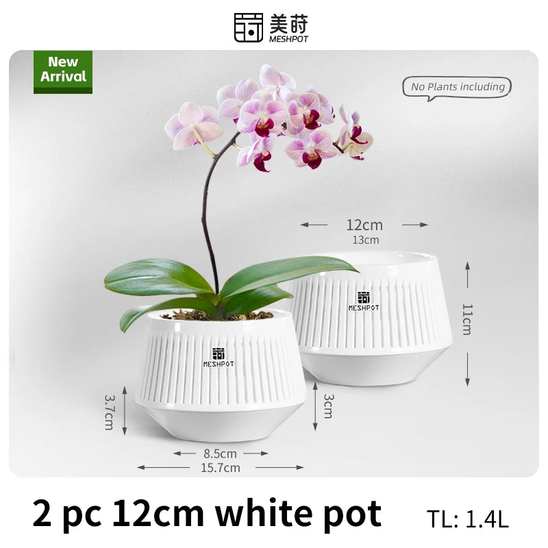 pots orchidées blancs moderne ventilation aération plateaux intérieurs extérieurs