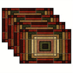 tapis table moderne carreaux géométriques rouge vert beige noir 30x40cm