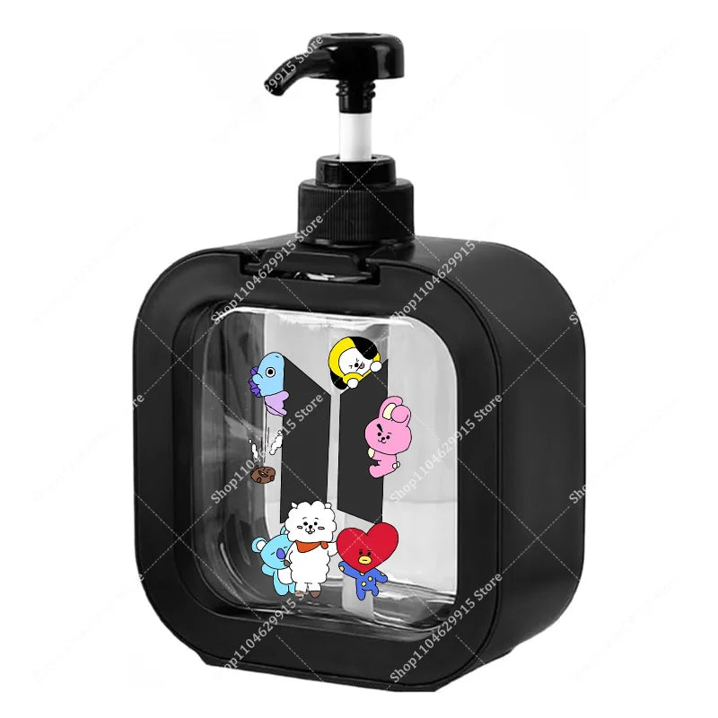 distributeur savon liquide pompe plastique rose transparent personnage animé mignon bouteille shampoing mains cadeau