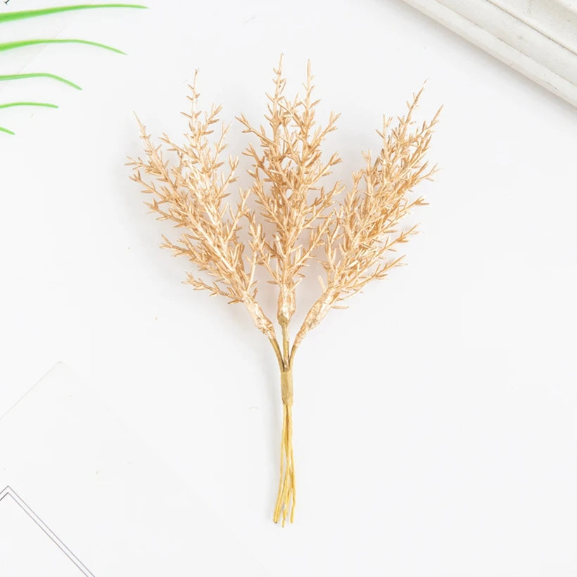 plumes séchées décoratives dorées argentées blanches rose pâle gris mariage fête maison rustique