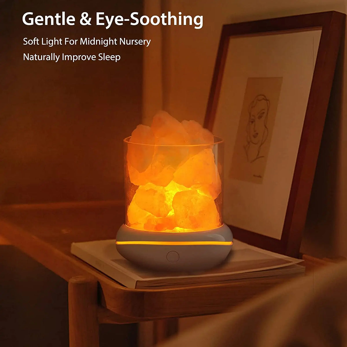lampe sel himalaya rose moderne veilleuse usb minimaliste atmosphère naturelle granulaire