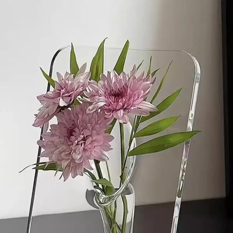 vase transparent moderne photo frame hydroponique minimaliste couleurs rose violet marron