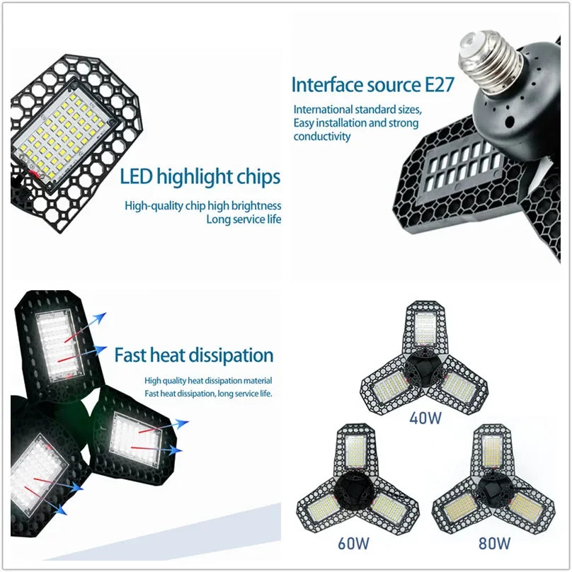lampe led pliable e27 noir grille hexagonale moderne ac 110v 220v 40w 60w 80w