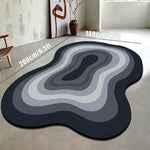 tapis moderne noir rayures concentriques antidérapant confortable salon chambreDecoration maison