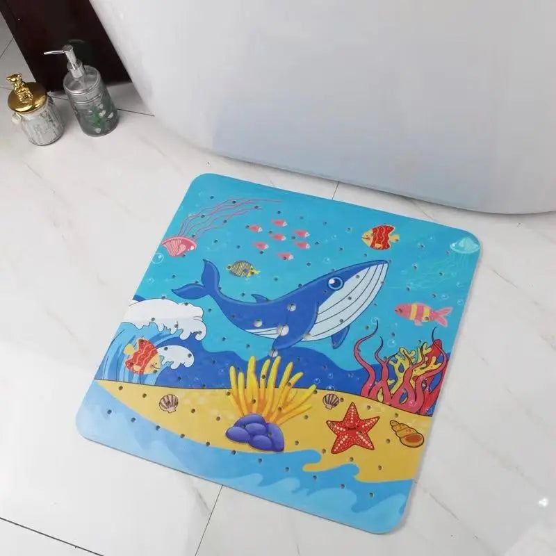 tapis bain marin dessin animé poissons méduses coraux adhésifs antidérapants salle bain enfants adultes