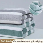 serviettes bain polaire rayures vert gris rose absorbantes épaisse toilette classique domestique