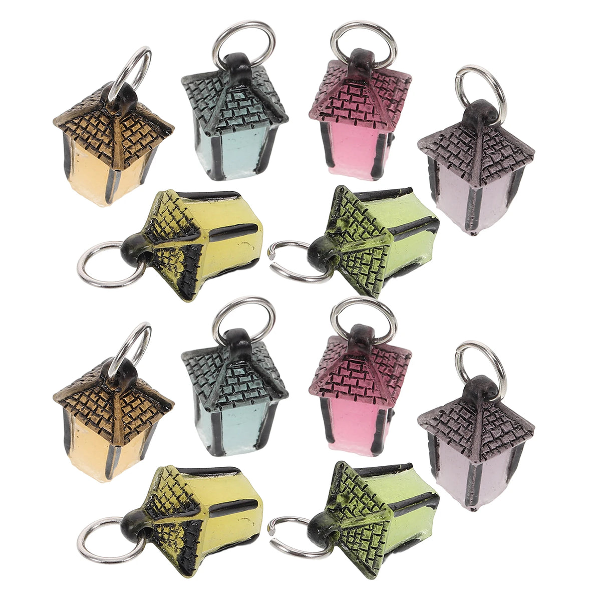 porte clés miniature transparent motif géométrique noir vert clair rose pâle doré décoration ornement