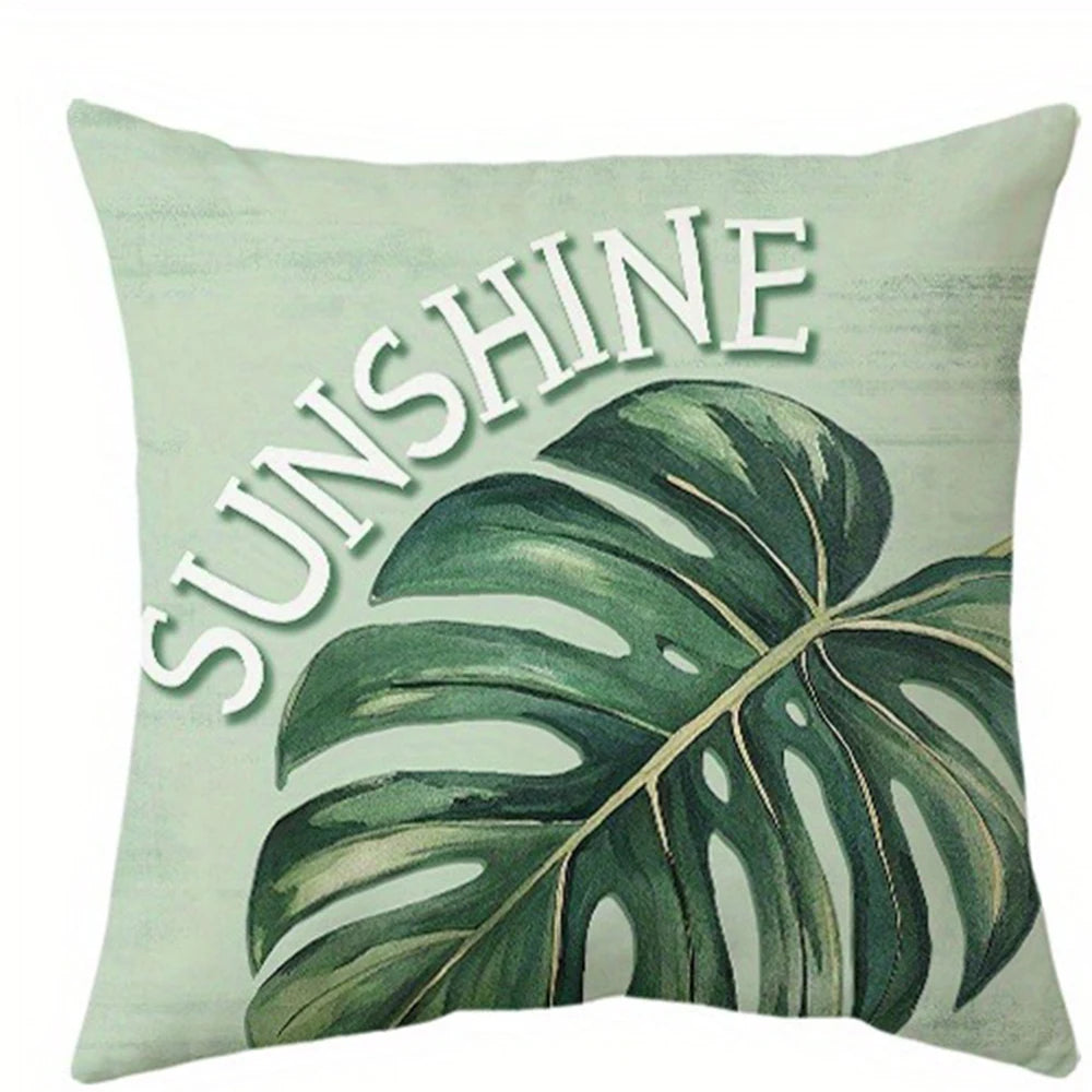 taies d'oreiller vertes motif feuilles tropicales moderne polyester 45x45cm maison hospitalière decoration chambre opaque