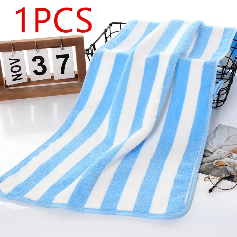 serviettes bain microfibre séchage rapide rayées moderne rose bleu vert gris blanc adultes