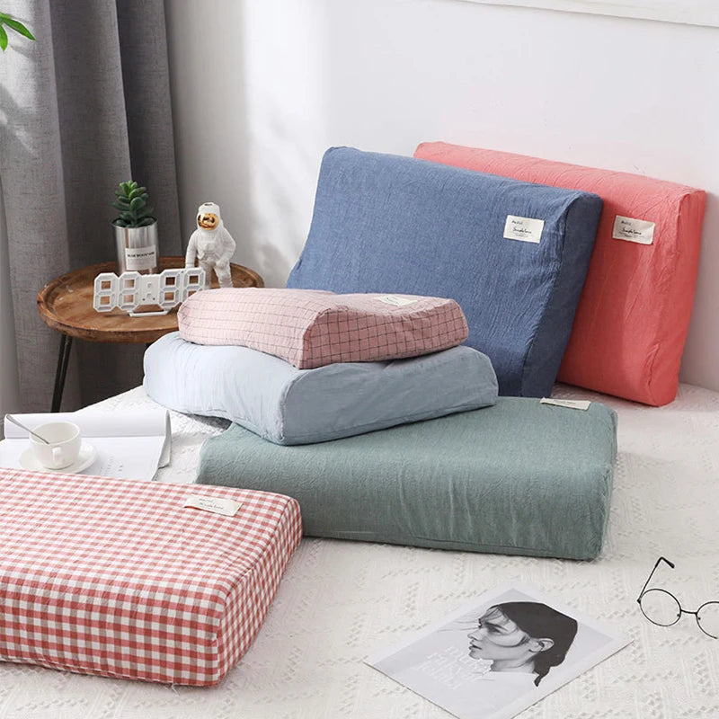 taie d'oreiller coton solide couleur rouge bleu gris vert rose moderne minimaliste 30x50cm 40x60cm