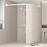 rideau douche texturé barre acier inoxydable tissu opaque moderne minimaliste douchette mélangeur thermocouple