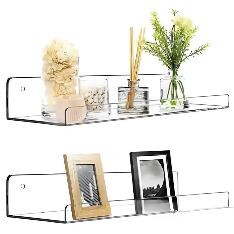 étagères murales transparentes moderne clips plante bouteilles vases cadres bougies condiments