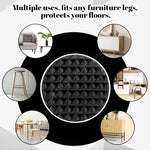 protecteurs pieds meubles anti dérapants adhésifs noirs texturés géométriques opaques eva rond carrés