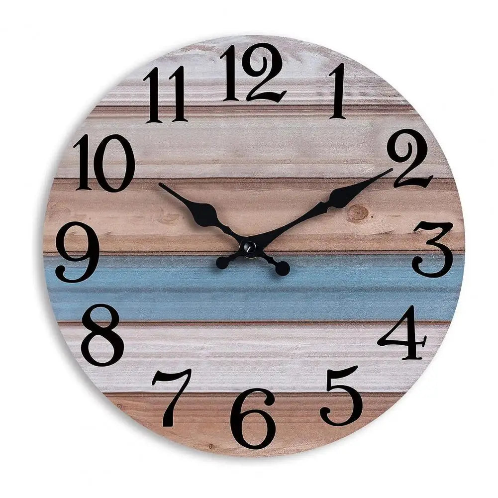 horloge murale bois vintage rustique sans tic tac analogique salon décoration chambre números