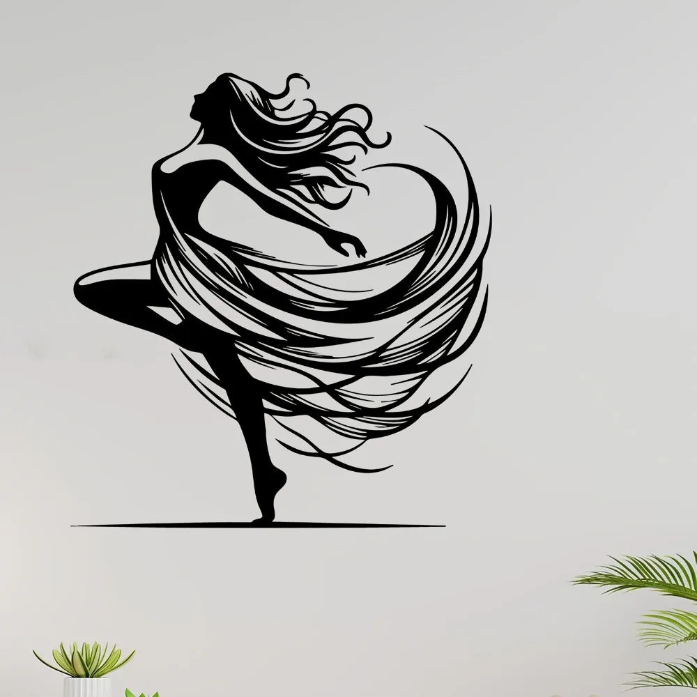décoration murale autocollant silhouette danseuse abstraite noire minimalisteintérieur extérieur résistante 30x30cm