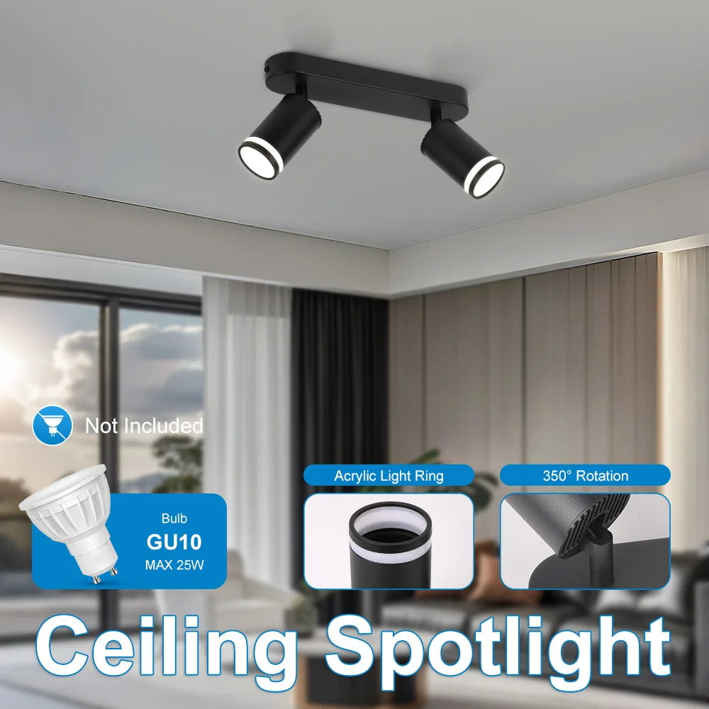 spot noir moderne acrylique light ring aluminium gu10 25w led replaceable