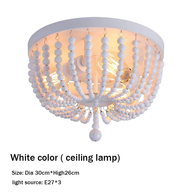 suspension lumineuse plafonnier led bois vintage éclairage salon chambre blanc gris doré